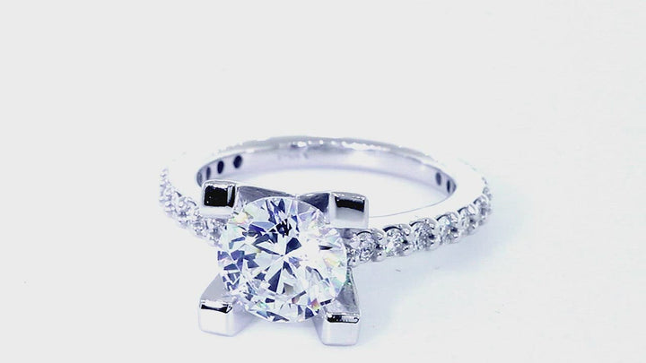 Engagement Ring Setting for a Round Diamond, 0.60CT Sides in 18k White Gold