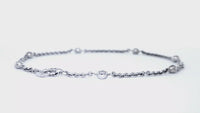 Diamonds by the Yard Diamond Bead and Rolo Chain Anklet, 7 Beads, 0.65CT, 10.5 Inches, in 14k White Gold