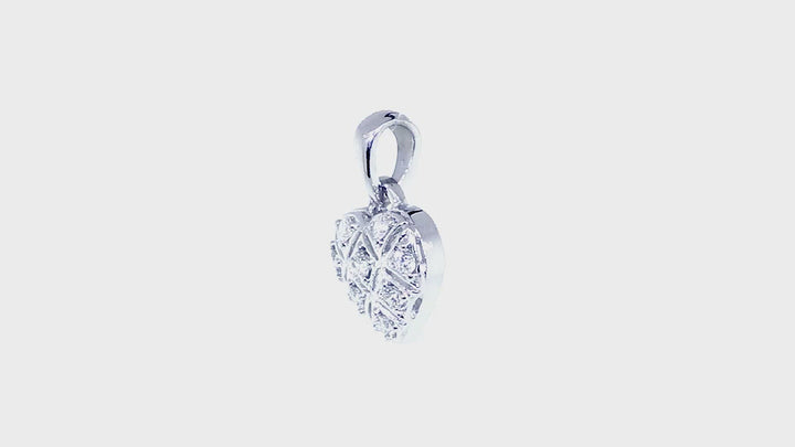 9mm Diamond Heart Pendant, X O, Hugs and Kisses, 0.25CT in 14K White Gold