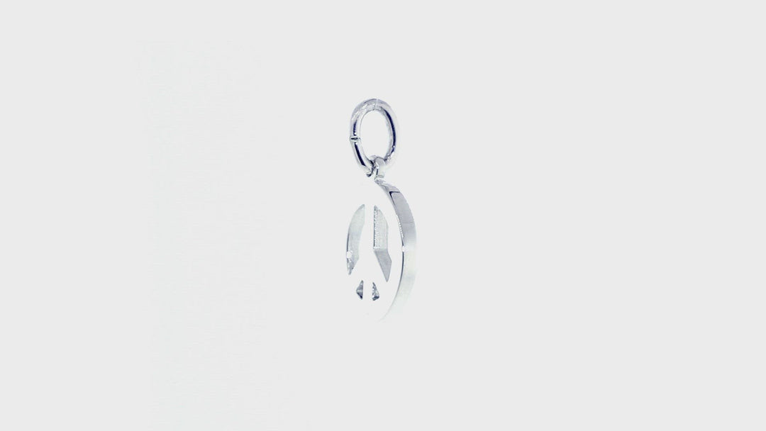 Small Peace Sign Charm, Half Inch in Sterling Silver