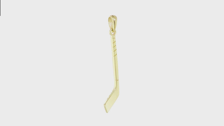 Right Handed Ice Hockey Stick Charm in 14K Yellow Gold