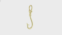 24mm Fishermans Barbed Hook and Knot Fishing Charm in 14k White Gold