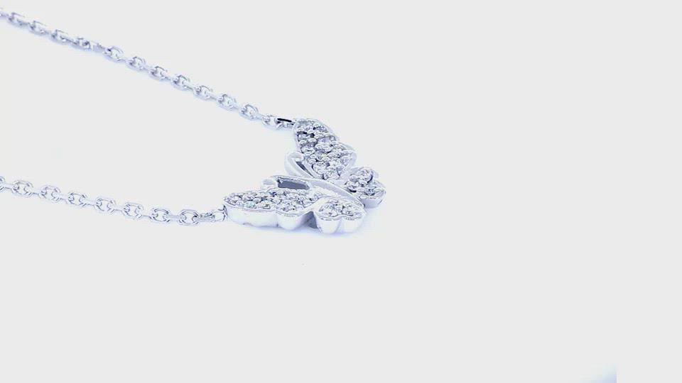 Diamond Butterfly Necklace, 0.25CT in 14K White Gold