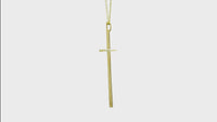 2.5 Inch Single Row Diamond Cross on 18 Inch Chain, 0.65 CT in 14K Yellow Gold