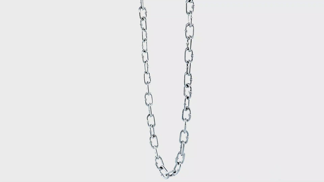 Mens Oval Hardware Link Chain, 6mm Links, 22 Inch in Sterling Silver