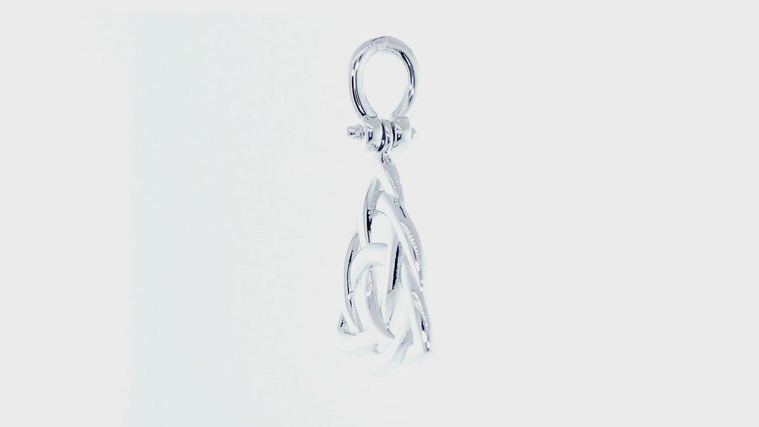 Large Triquetra Irish Infinity Knot Symbol Charm in 18K White Gold