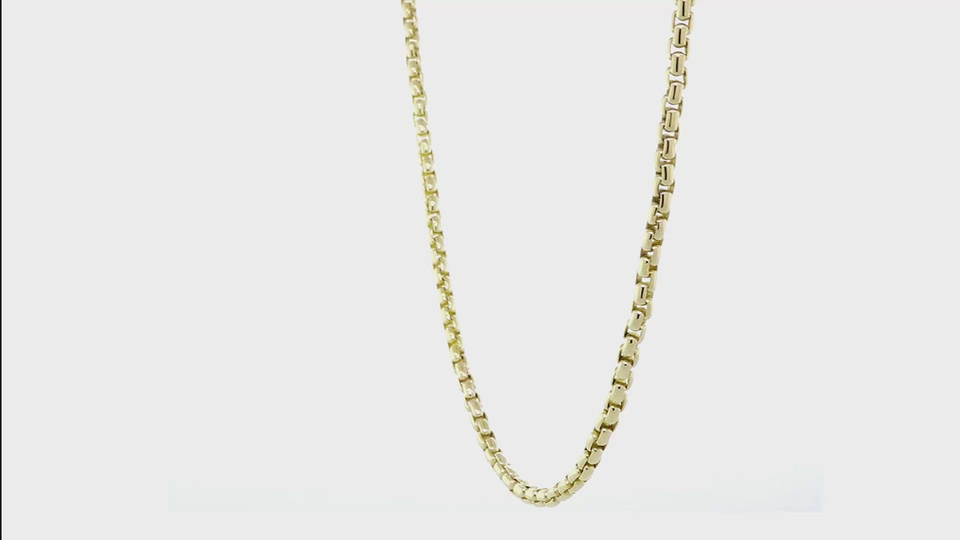 3.5mm Rounded Box Link Chain, 22 Inches in 14K Yellow Gold