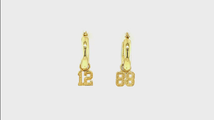 7mm Any Jersey Number Earring Charm  in 14k Yellow Gold