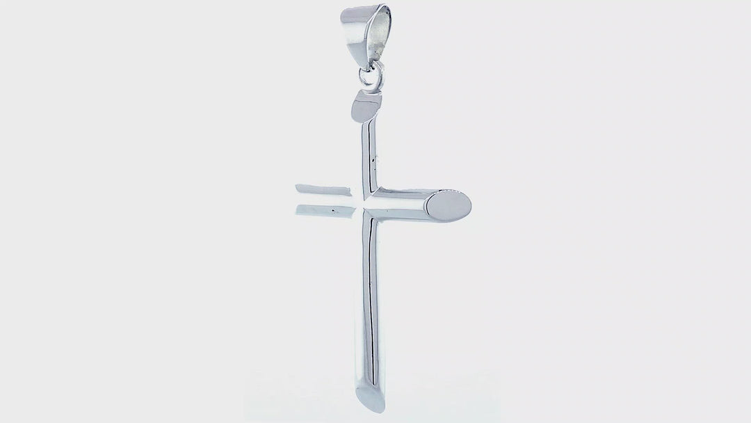 52mm Solid Barrel Cross Charm in 14k White Gold