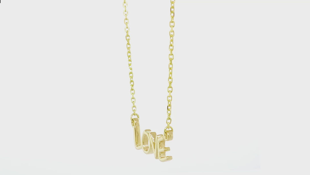 Love Nameplate Necklace in SZIRO Print, 14k Yellow Gold