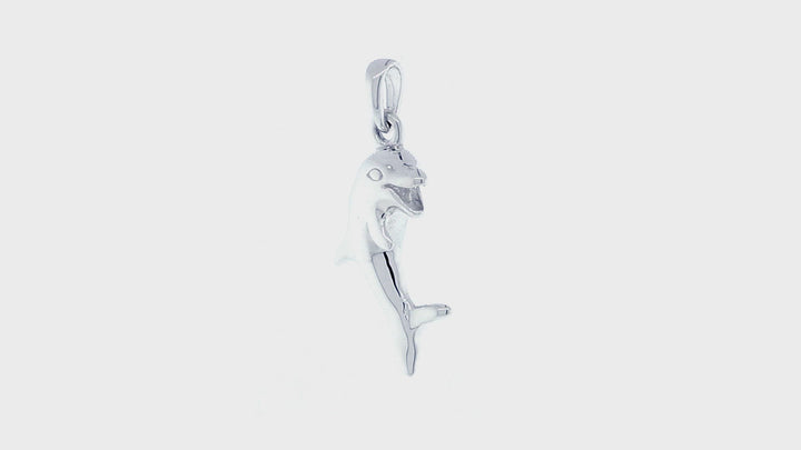 Jumping Dolphin Charm in 14K White Gold