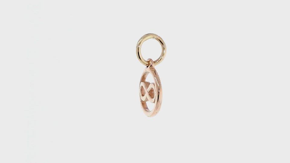 Mini Infinity and Circle Charm in 18k Pink, Rose Gold