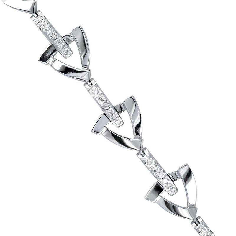 Ladies Diamond Bracelet, 1.70CT, Triangle and Bar Design in 14k White Gold