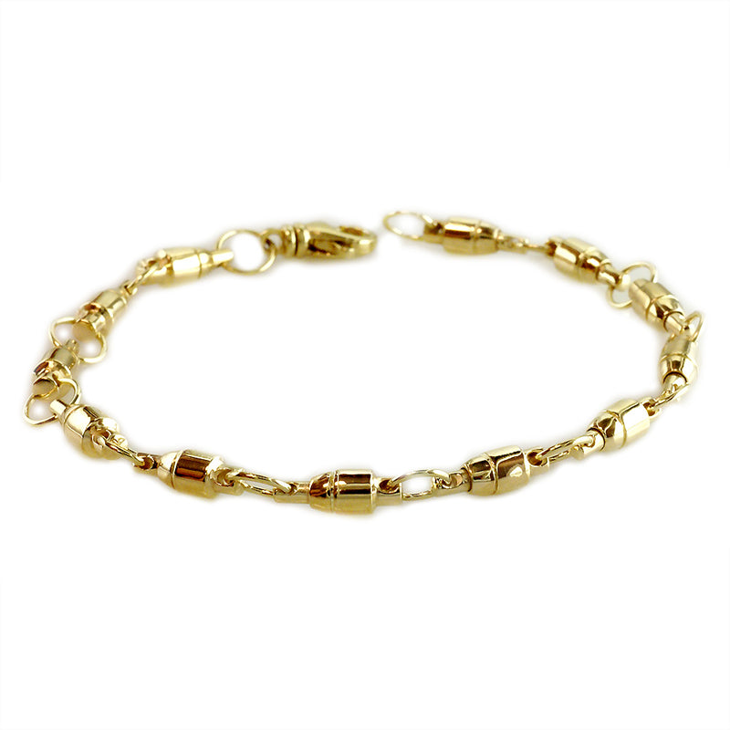 4mm Size Fishing Swivel Bracelet in 14k Yellow Gold, 8 Inches