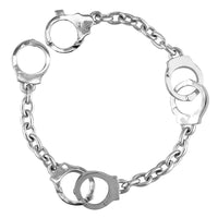 Handcuff Link Bracelet, 3 Pairs, 7.5 Inches in Sterling Silver