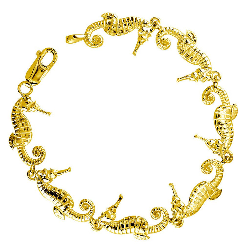 Small Seahorse Links Bracelet in 14k Yellow Gold
