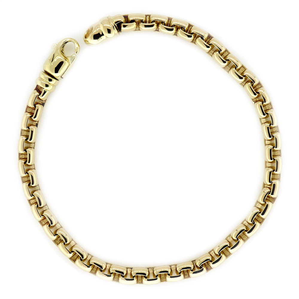 5mm Rounded Box Link Bracelet, 8.5 Inches in 14K Yellow Gold