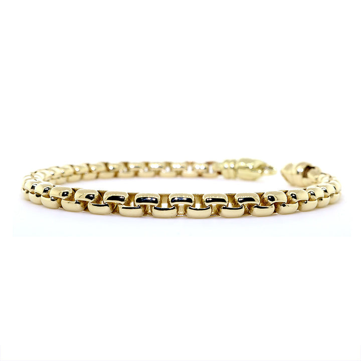 5mm Rounded Box Link Bracelet, 8.5 Inches in 14K Yellow Gold