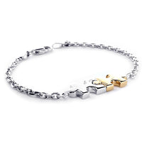 Medium Size Charms Two Tone Autism Puzzle Piece Bracelet in 14k White and Yellow Gold