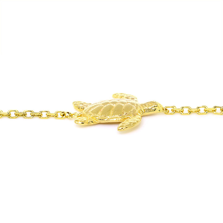 Sea Turtle Bracelet, 7 Inches in 14K Yellow Gold