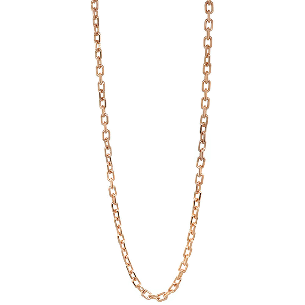 3mm Solid Cable Link Chain, 20 Inches in 18K Pink, Rose Gold