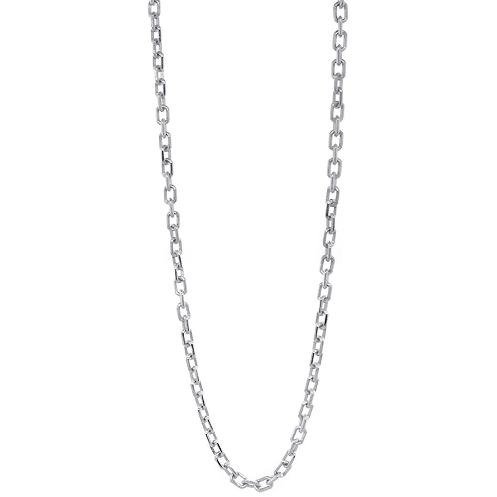 3mm Solid Cable Link Chain, 20 Inches in 18K White Gold