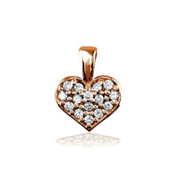 Small Diamond Heart Charm, 0.15CT in 14K Pink Gold