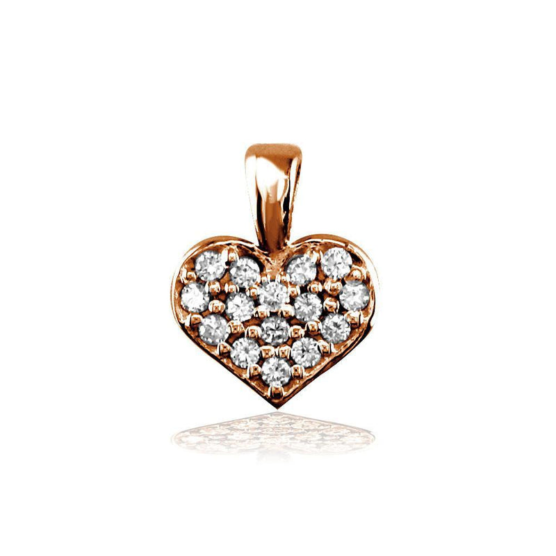 Small Diamond Heart Charm, 0.15CT in 18K Pink Gold