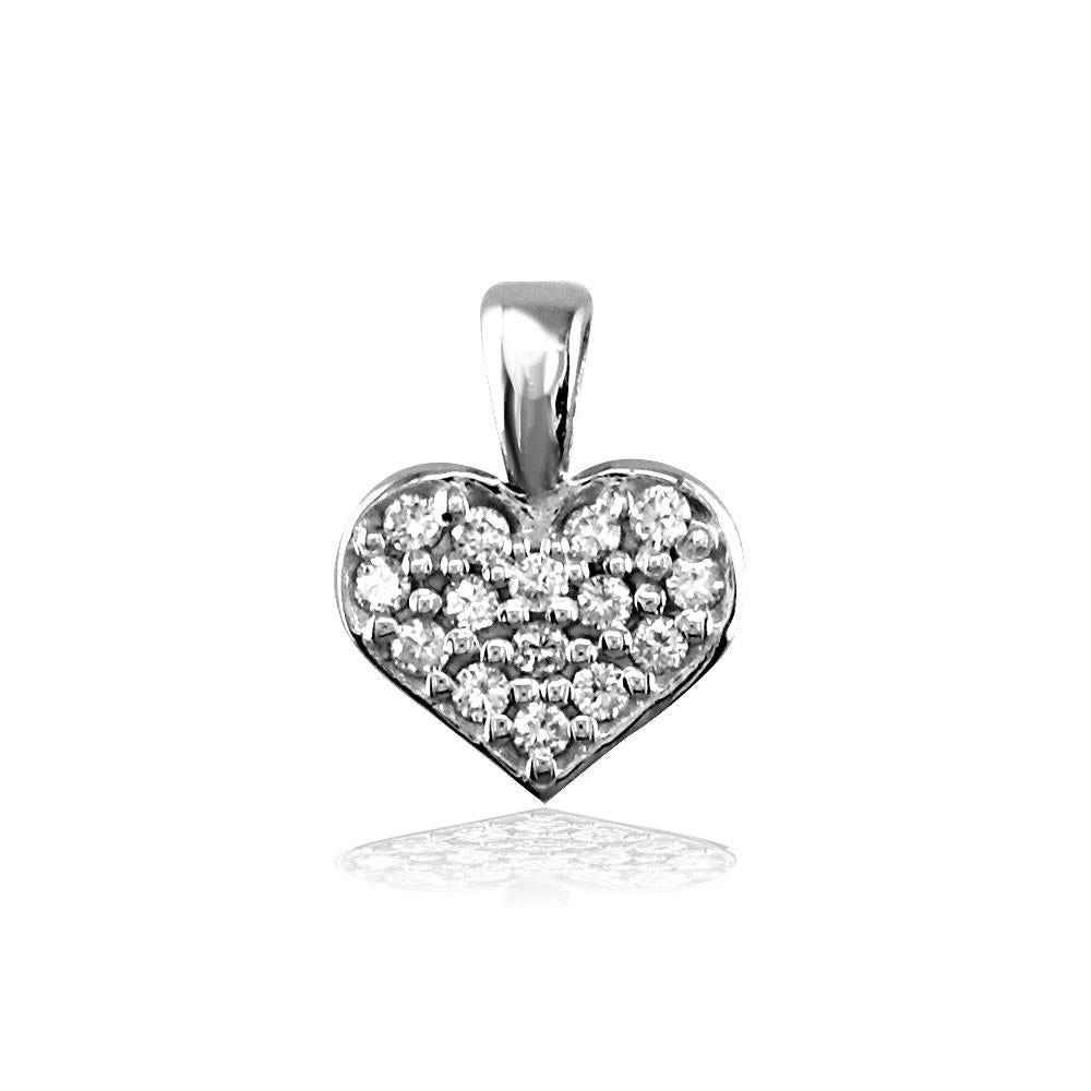 Small Cubic Zirconia Heart Charm in Sterling Silver