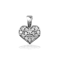 Small Cubic Zirconia Heart Charm in Sterling Silver