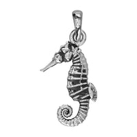 Small Seahorse Charm with Black in Sterling Silver