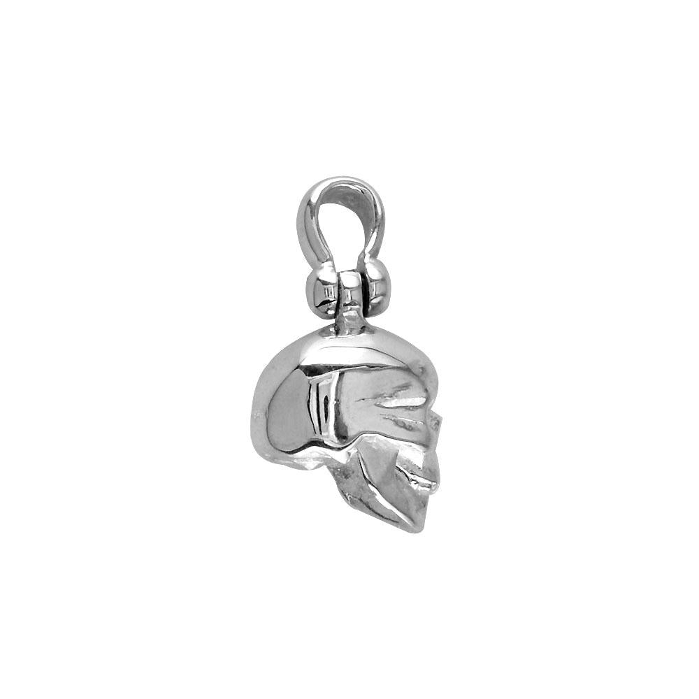 Small Solid 3D Skull Charm in 18K White Gold