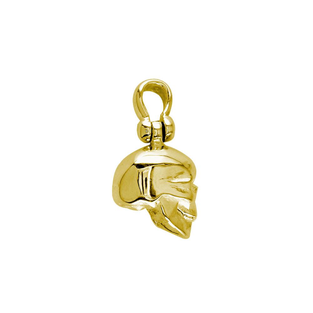 Small Solid 3D Skull Charm in 14K Yellow Gold