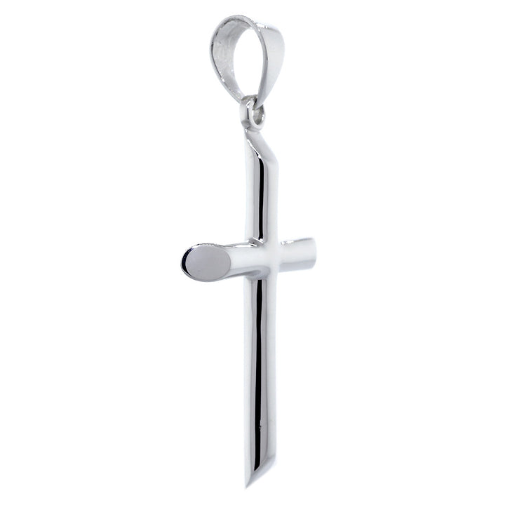 43mm Solid Barrel Cross Charm in 14k White Gold