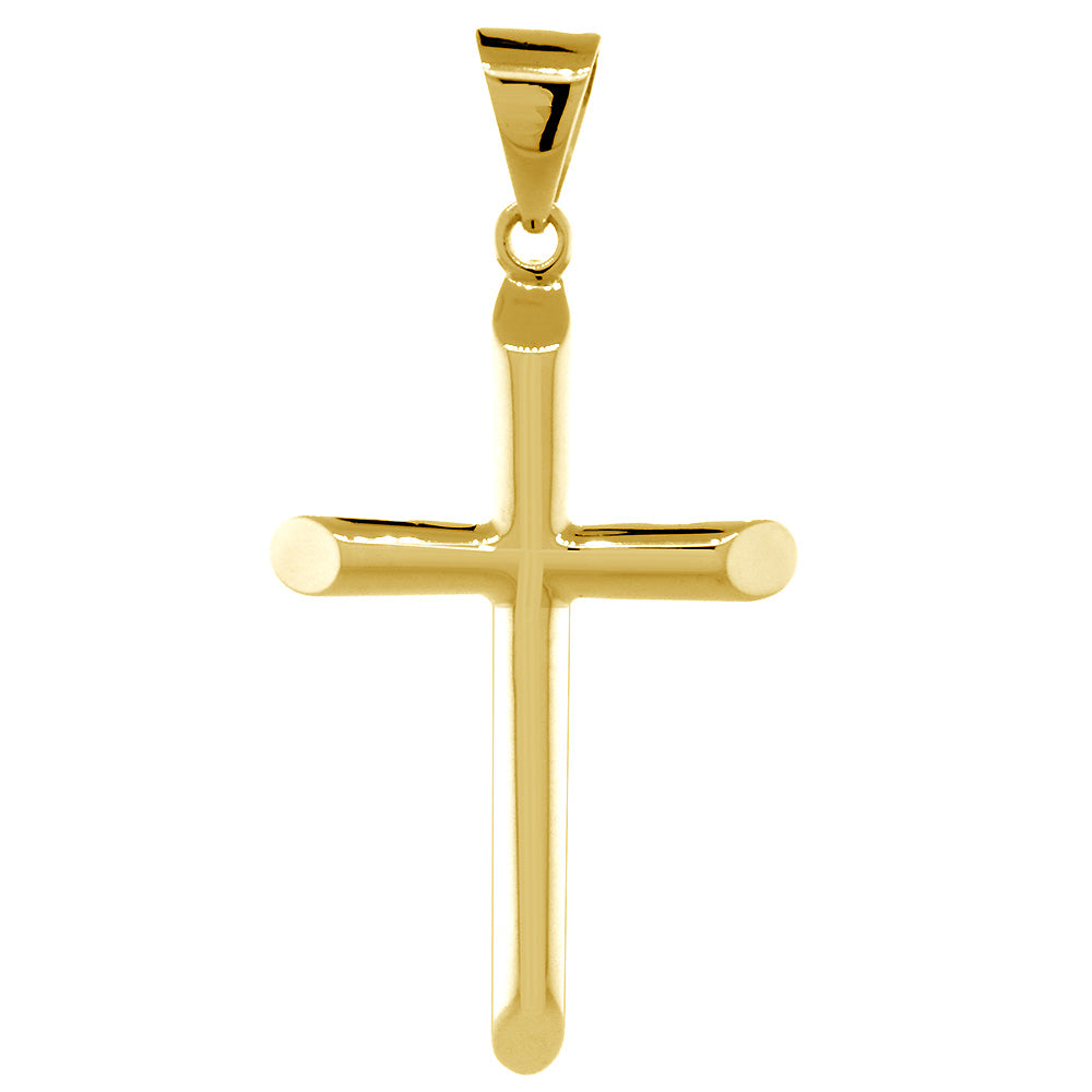 43mm Solid Barrel Cross Charm in 14k Yellow Gold