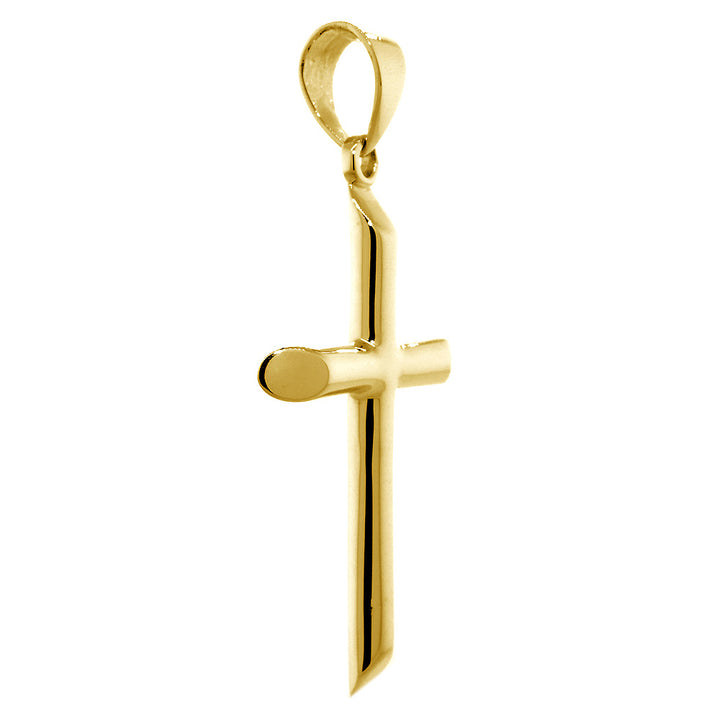 43mm Solid Barrel Cross Charm in 14k Yellow Gold