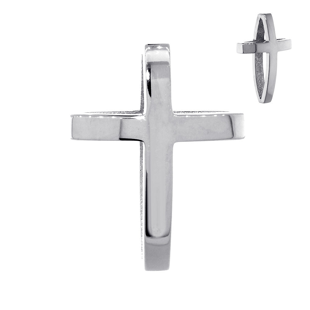22mm 3D Open Cross Charm in Sterling Silver