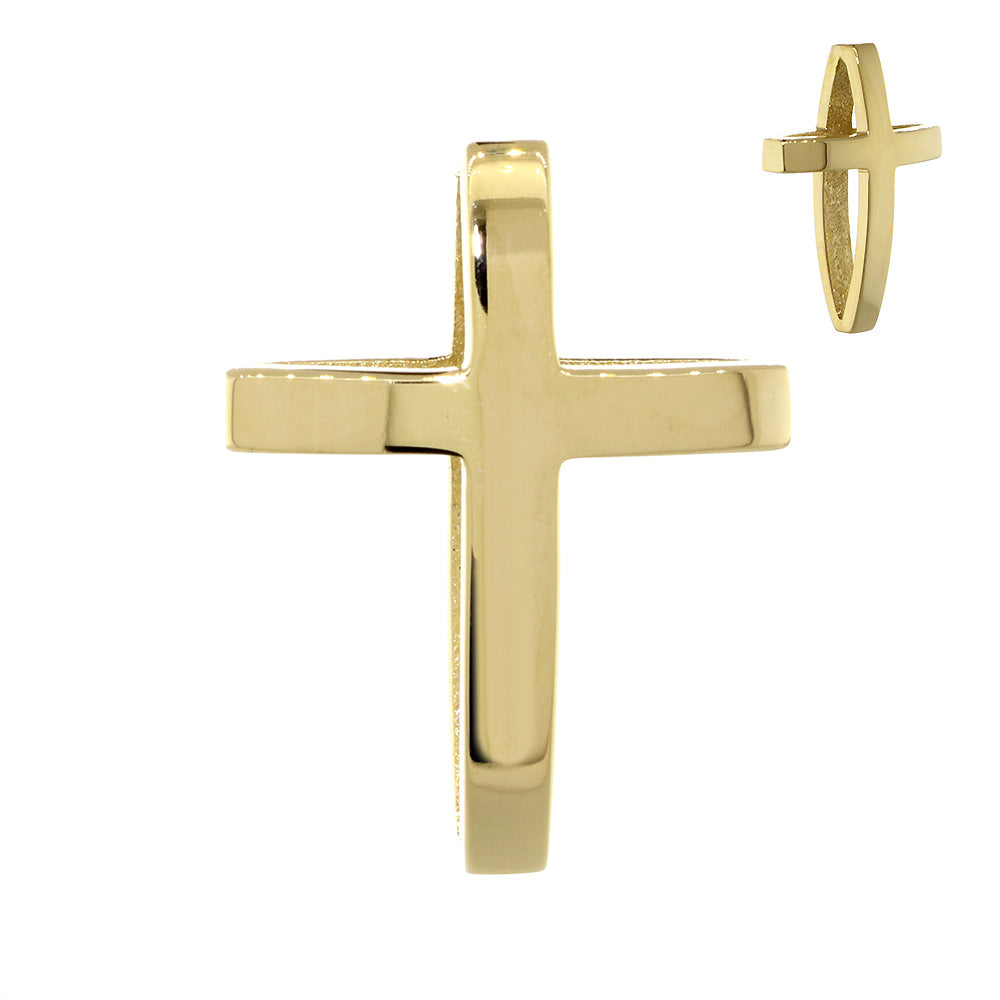 22mm 3D Open Cross Charm in 14K Yellow Gold