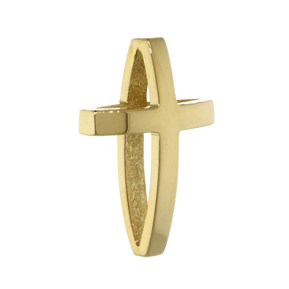 22mm 3D Open Cross Charm in 14K Yellow Gold