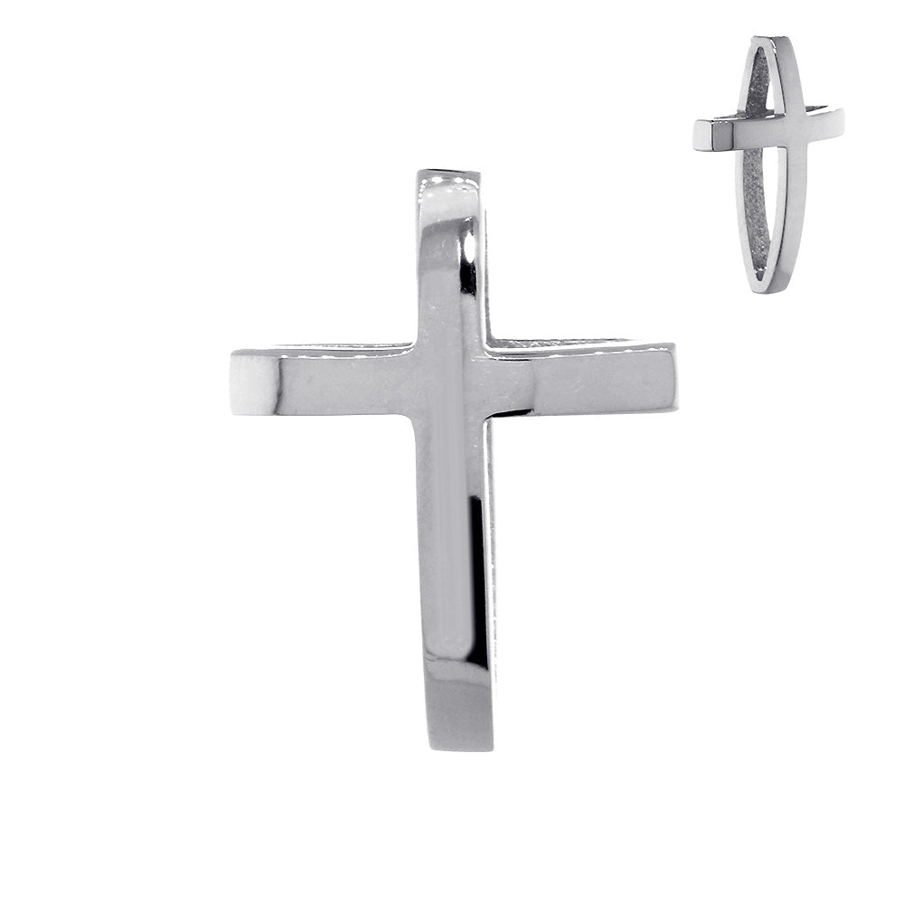 17mm 3D Open Cross Charm in 14K White Gold