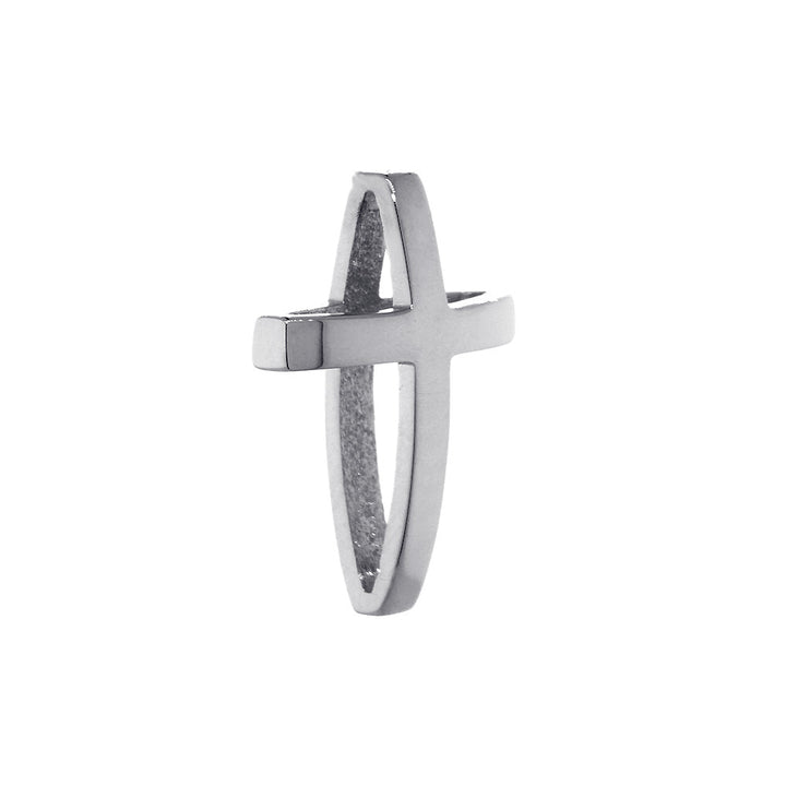 17mm 3D Open Cross Charm in 14K White Gold