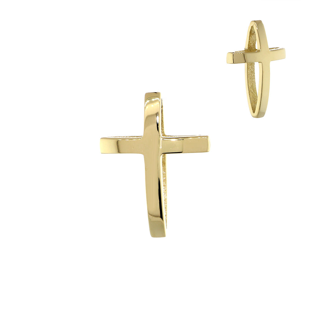 13mm 3D Open Cross Charm in 14K Yellow Gold