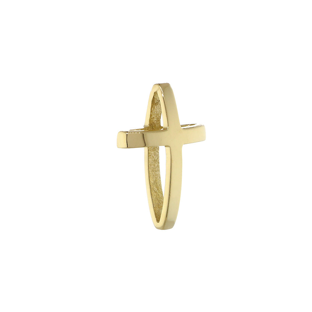 13mm 3D Open Cross Charm in 14K Yellow Gold