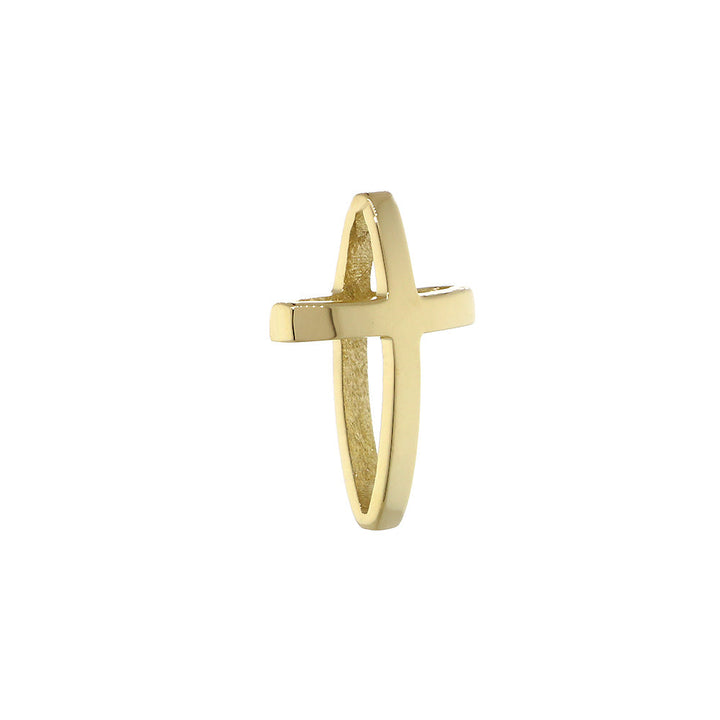 13mm 3D Open Cross Charm in 14K Yellow Gold