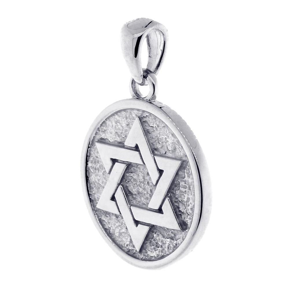 Unity, Cross Faith Charm, Jewish, Christian, Double-sided in 14K White Gold