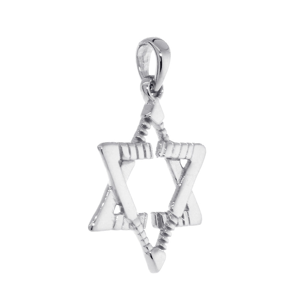 Small Jewish Star of David Goalie Hockey Sticks Charm in Sterling Silver