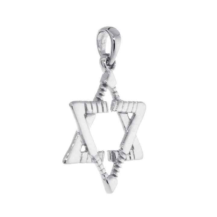 Small Jewish Star of David Goalie Hockey Sticks Charm in Sterling Silver