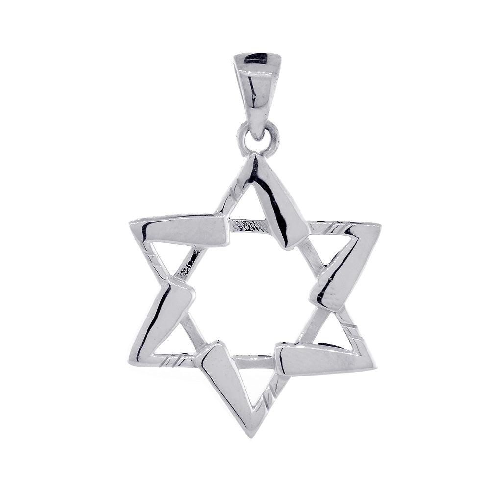 Small Jewish Star of David Hockey Sticks Charm in Sterling Silver