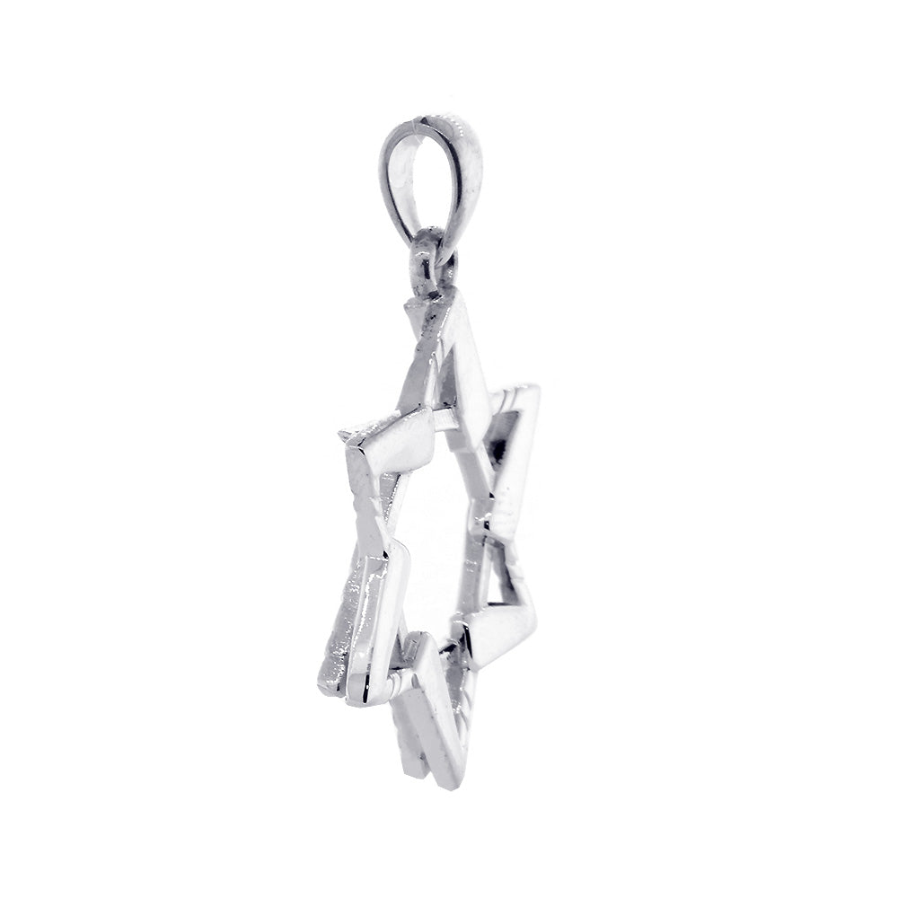 Small Jewish Star of David Hockey Sticks Charm in Sterling Silver