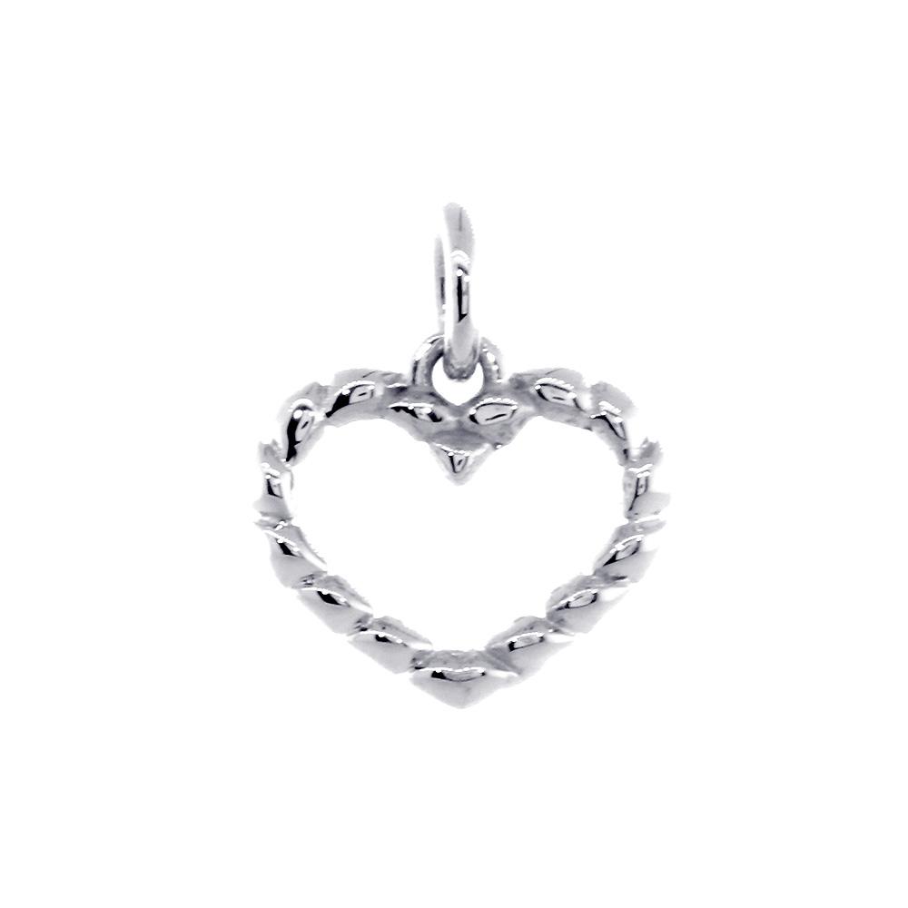 Small Open Heart Rope Charm in 14K White Gold